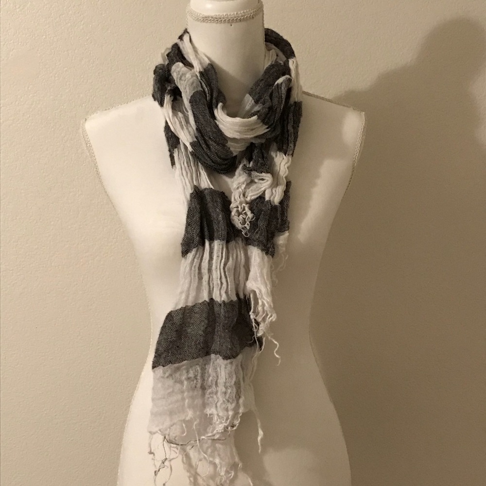 Black and White Striped Scarf